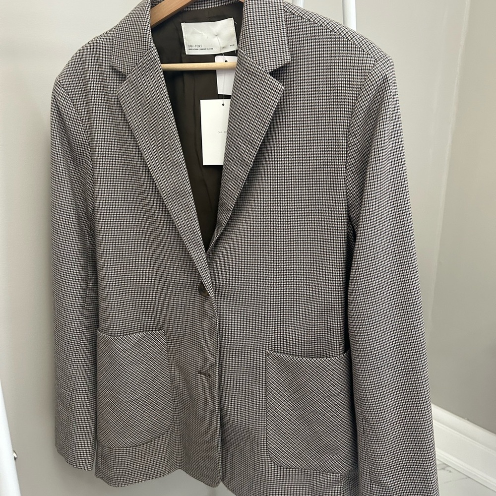 OAK + FORT Checkered Blazer in Gray